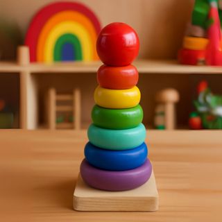 Brinquedo Educativo Montessori Torre Colorida Coordenação MDF Empilhar Brinquedos Formas Encaixe em Oferta na Shopee