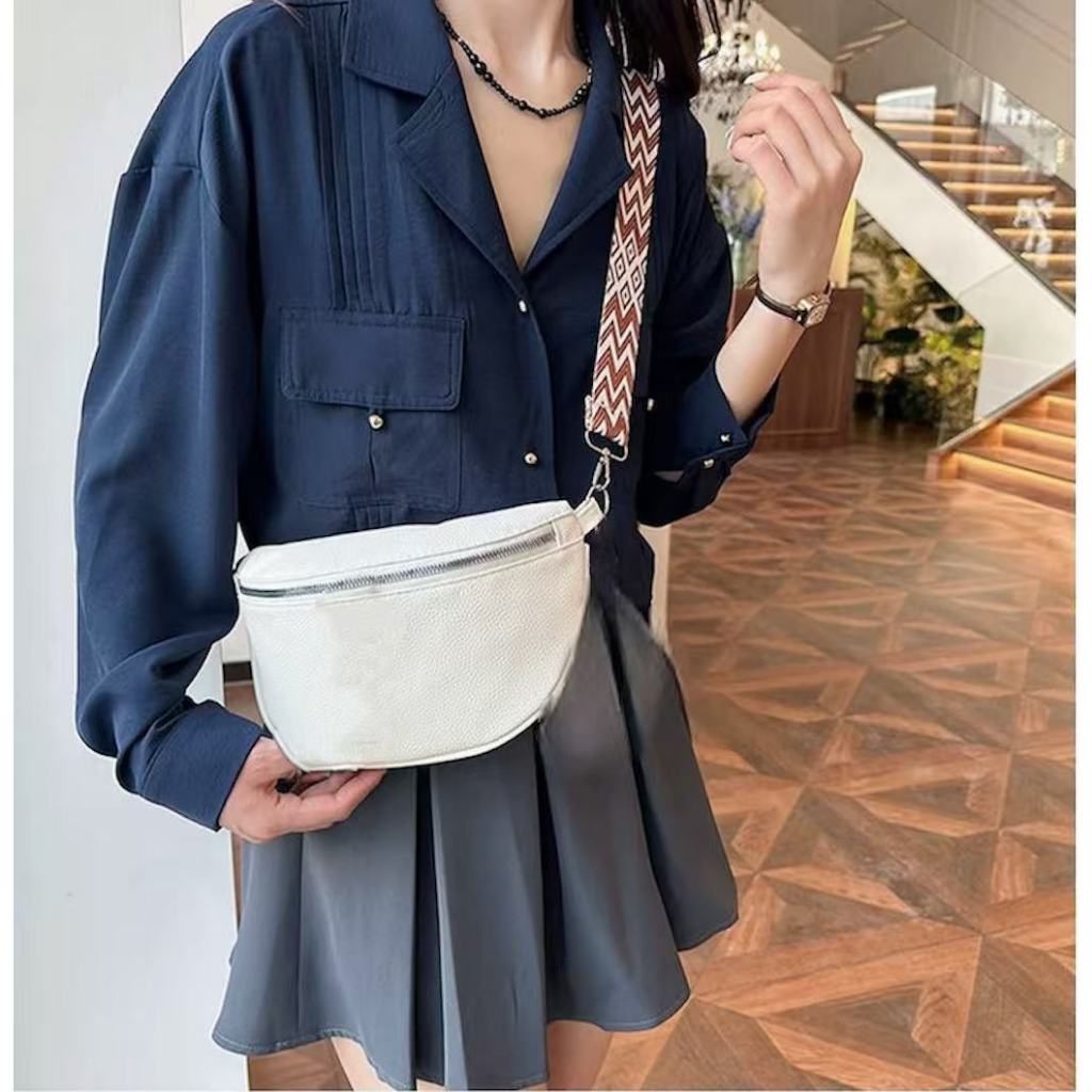 Bolsa de Cintura Feminina Casual de Cor Sólida, Sling Transversal com Alça Ajustável, em Oferta na Shopee