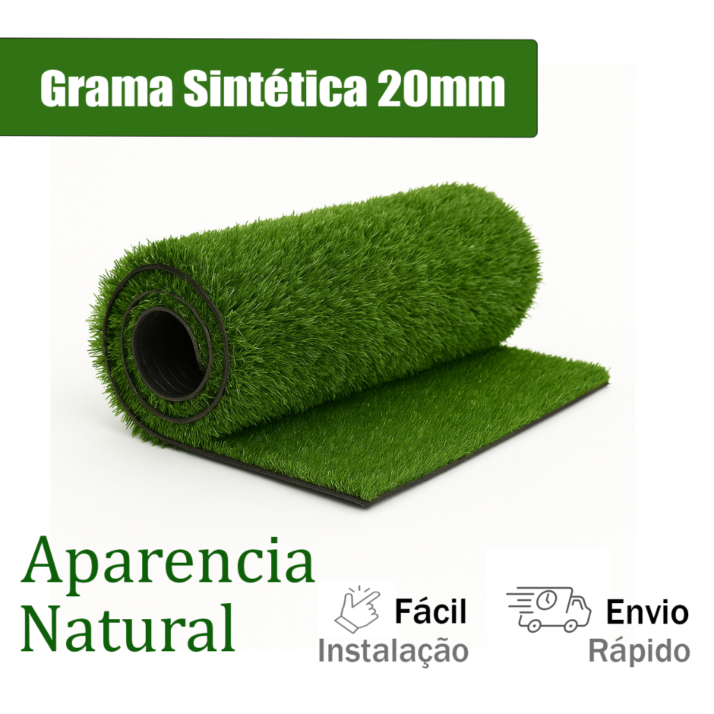 2m² Grama Sintética 20mm Decorativo (2,00x1,00) Jardim Artificial Aparência Natural Soft B...