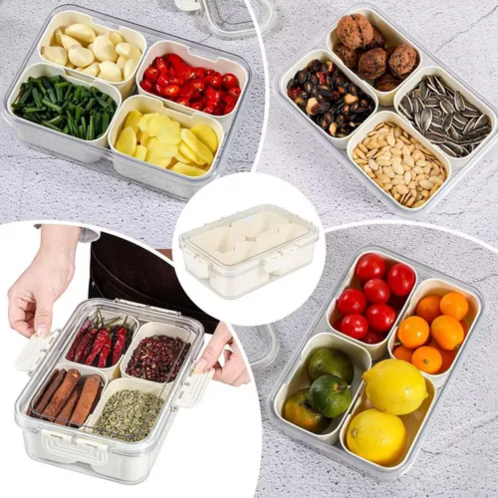 Kit Potes Organizadores Geladeira Com Divisórias Removíveis Empilháveis | Plástico Transparente Multiuso