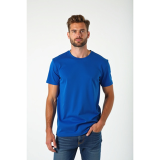 Camiseta básica azul royal, casual unissex, camisa para uso diário dia a dia, confortável em Oferta na Shopee