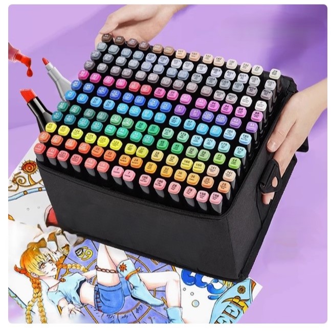 Kit Caneta Marcadora Touch Colorida Ponta Dupla Com Diversos Tamanhos 24/36/48/60/80/120 em Oferta na Shopee