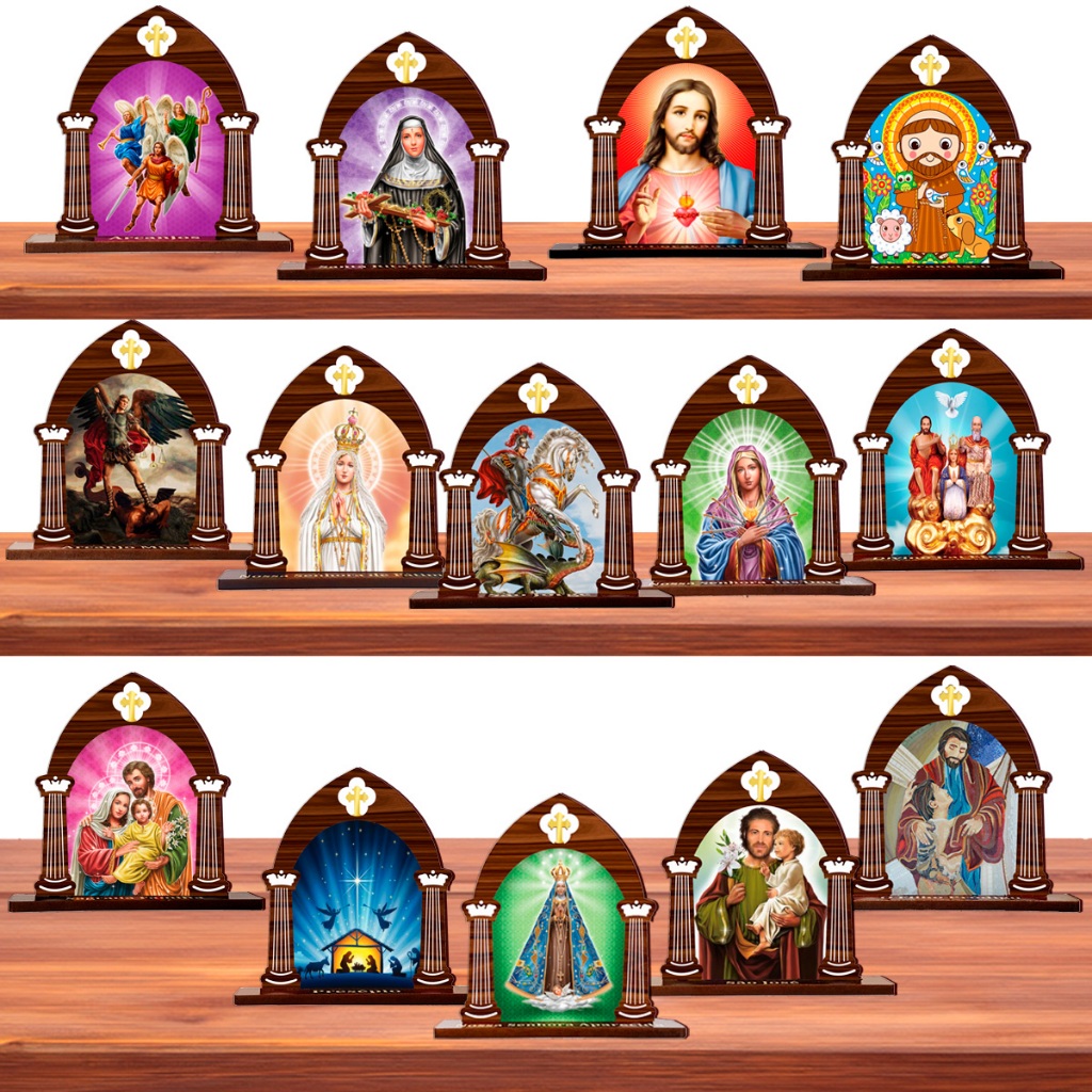 Mini Oratório Mdf Adesivado Capelinha 10 cm Santinhos Lembrancinha Religioso Nossa Senhora Aparecida