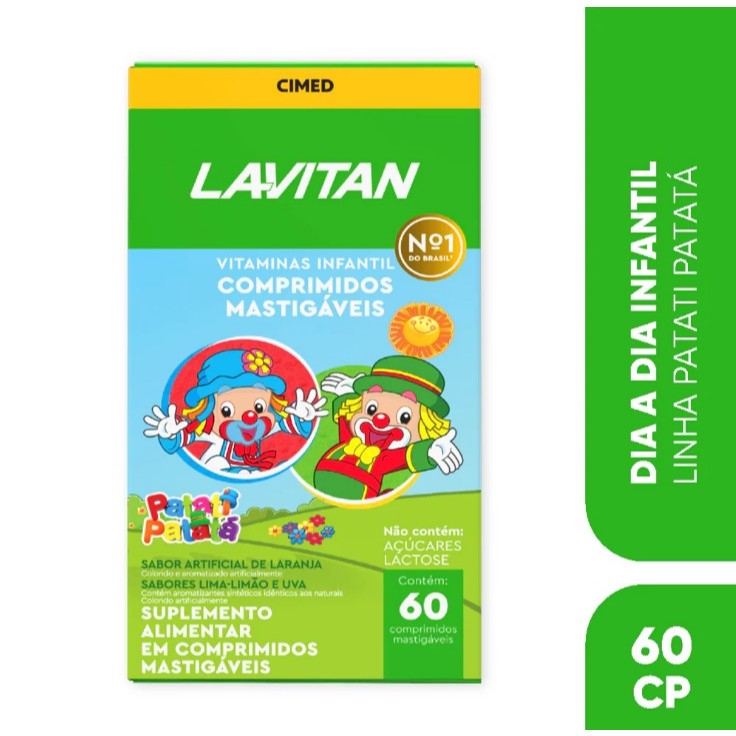 Lavitan Patati Patata Vitamina Mastiável Infantil Cimed com 60 Comprimidos