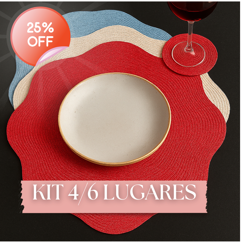 KIT 4 ou 6 Jogo Americano, Proteção de mesa Magnolia, Descanso de prato para Jantar + Porta Copo em Oferta na Shopee