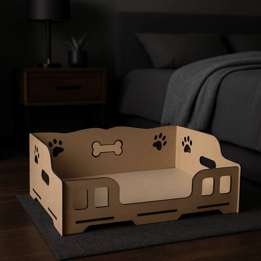 Cama Caminha Sofá personalizada para Pet Gato Cachorro Modelo Berço MDF Crú