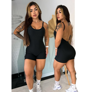 Macaquinho Alça Blogueira – Costas Aberta | Curto, Sem Costura, Suplex Premium em Oferta na Shopee