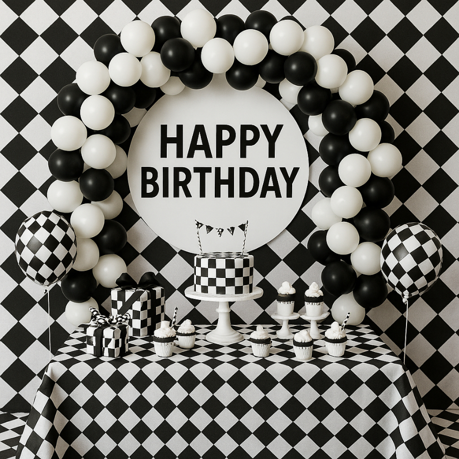 Tnt Estampado Xadrez Quadriculado Preto E Branco Boteco Relampago Mcqueen Linha Chegada Filme Carros