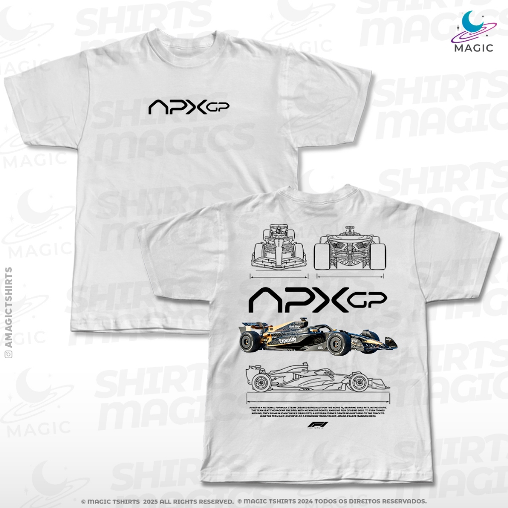 Camiseta Blue Print F1 The Movie APX GP Team 100% Algodão Logo Team