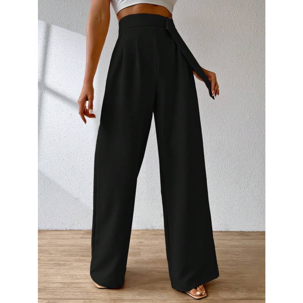 REF: AS1248 Calça Pantalona Cós Elástico, Elegante e Sofisticada, Modelagem Boca de Sino em Oferta na Shopee
