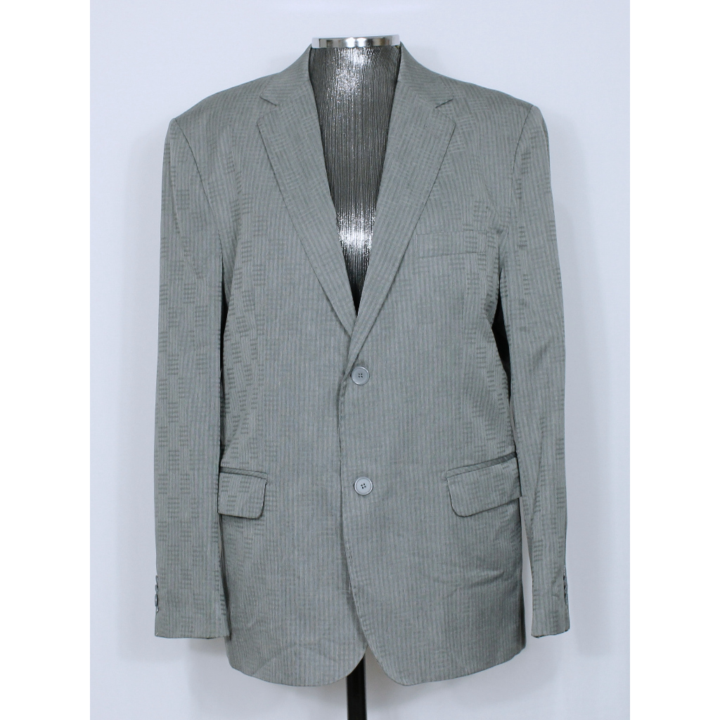 Conjunto terno social alfaiataria masculino cinza quadriculado classic - Veste blazer 52 e calça 46 - Ref. 4256 (brechó)