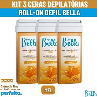 Kit 3 Refil Cera Depilatória Mel Roll-on 100g Depil Bella Depilação em Oferta na Shopee