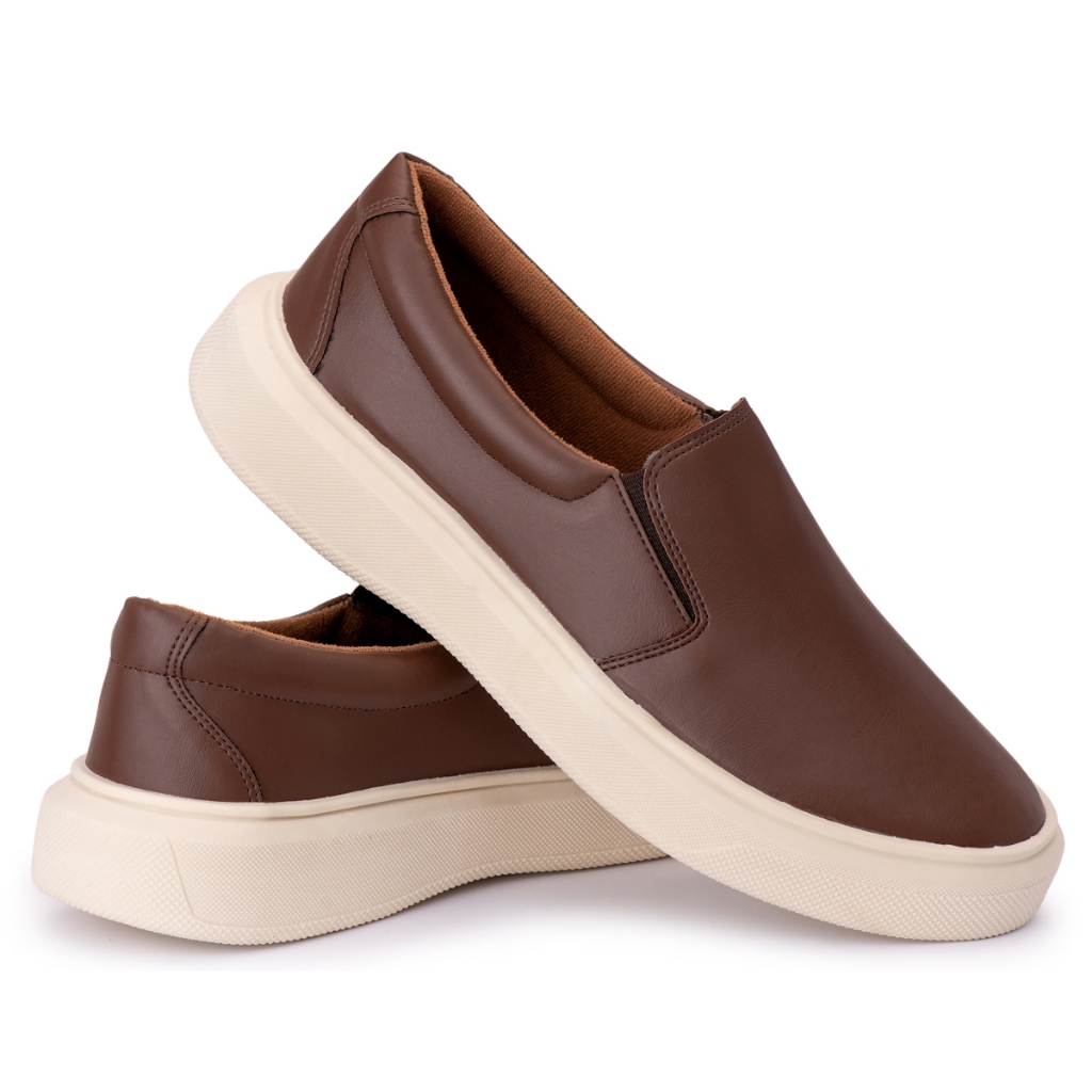 Tênis Casual Slip On Masculino Sapatênis Iate Couro Sintético Calce Fácil