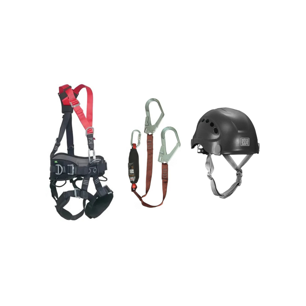 Kit Cinto Proteção 5 Pontos Talabarte Duplo Y  E Capacete Corazza Pro Ultrasafe Alpinismo Paraquedista Segurança Altura