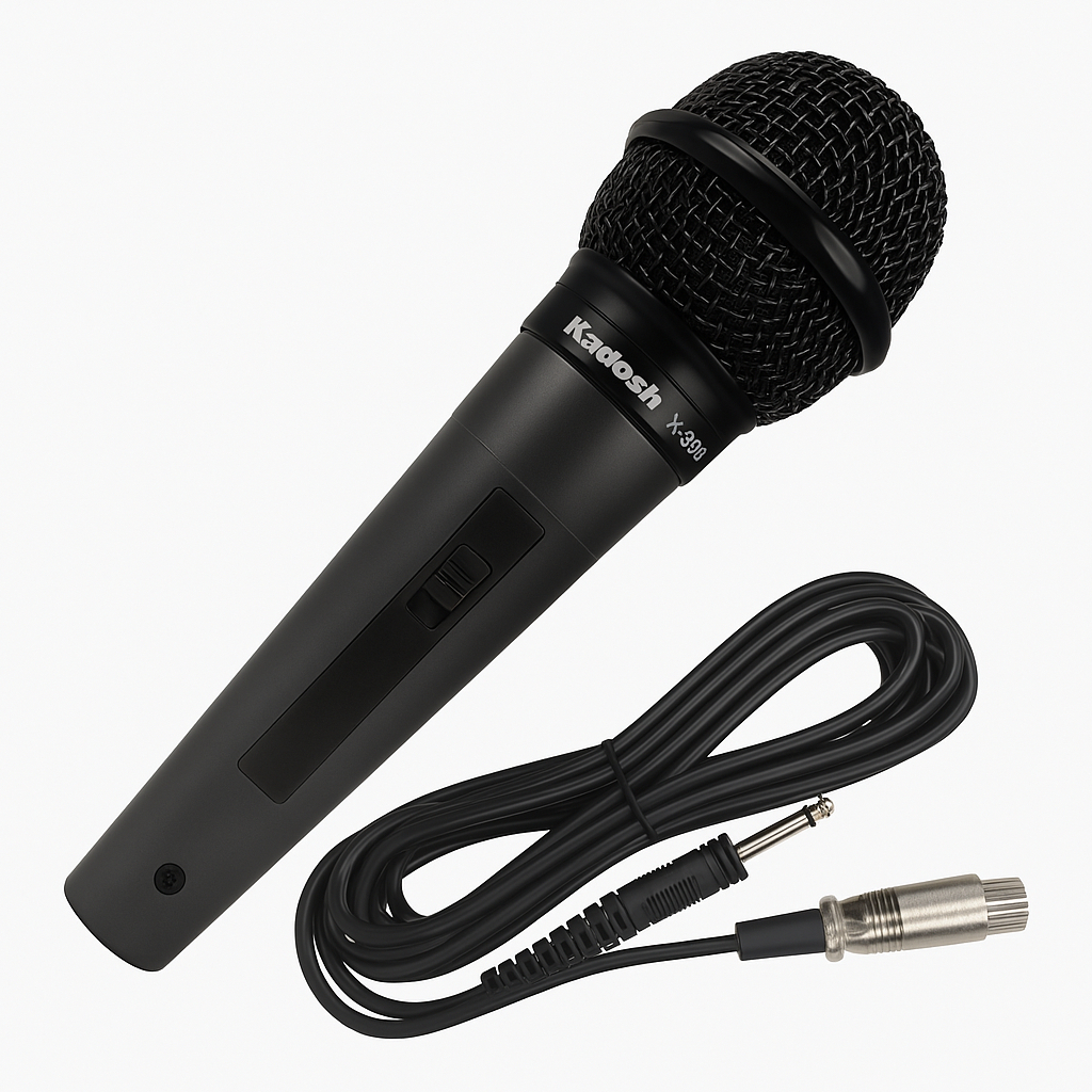 Microfone de Mão com Fio Kadosh K‑300 Dinâmico Cardioide P10 XLR Igrejas Shows Evento Estúdio