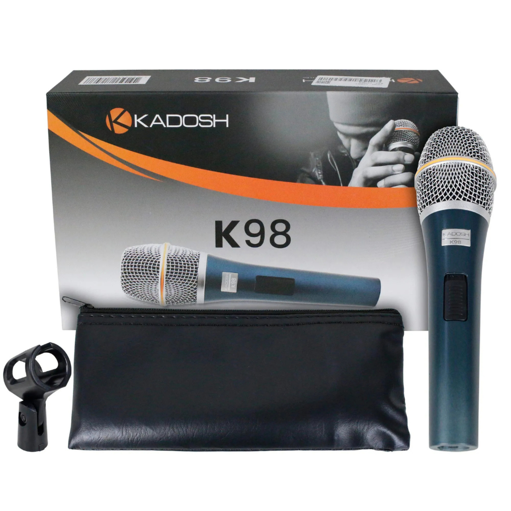 Microfone Kadosh K‑98 Dinâmico Hipercardioide XLR  Metal Robusto Vocais Locução e Home Estúdio Igreja Evento