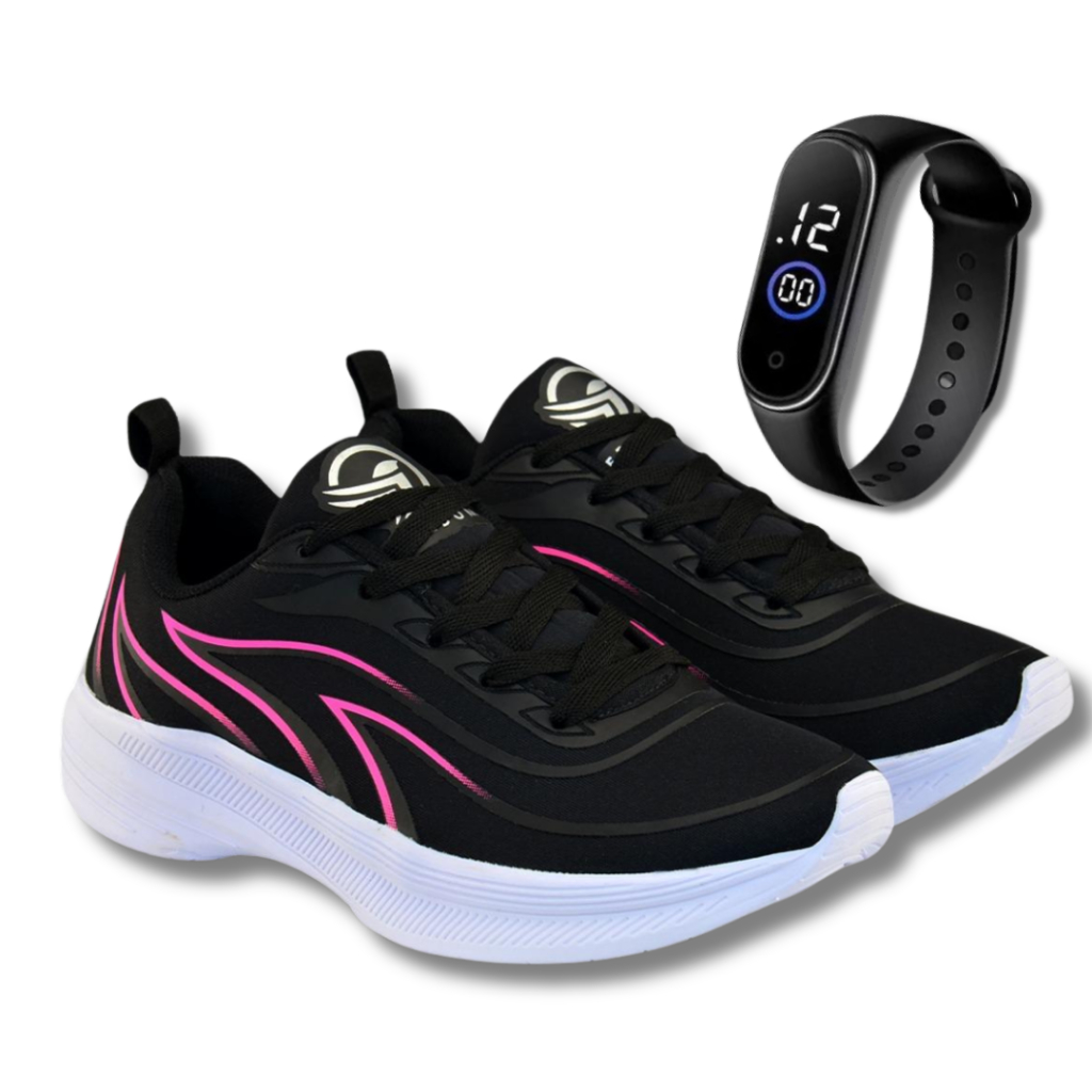 Tênis Feminino Caminhada Esportivo Leve Antiderrapante + Relógio Digital em Oferta na Shopee