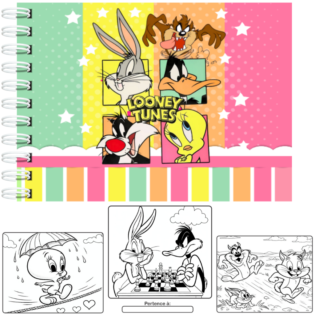 Livro de Colorir Looney Tunes Capa Dura Holográfica 50 Páginas 180g A5