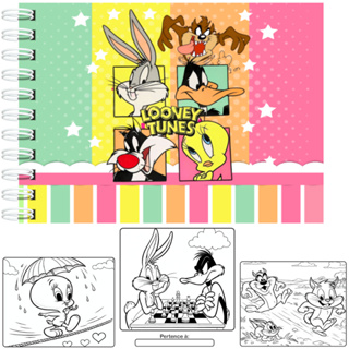 Livro de Colorir Looney Tunes Capa Dura Holográfica 50 Páginas 180g A5 em Oferta na Shopee