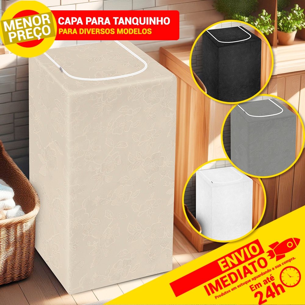 Capa Para Tanquinho Couronil Com Zíper Floral Forrada Suggar Colormaq Impermeável Proteção Total