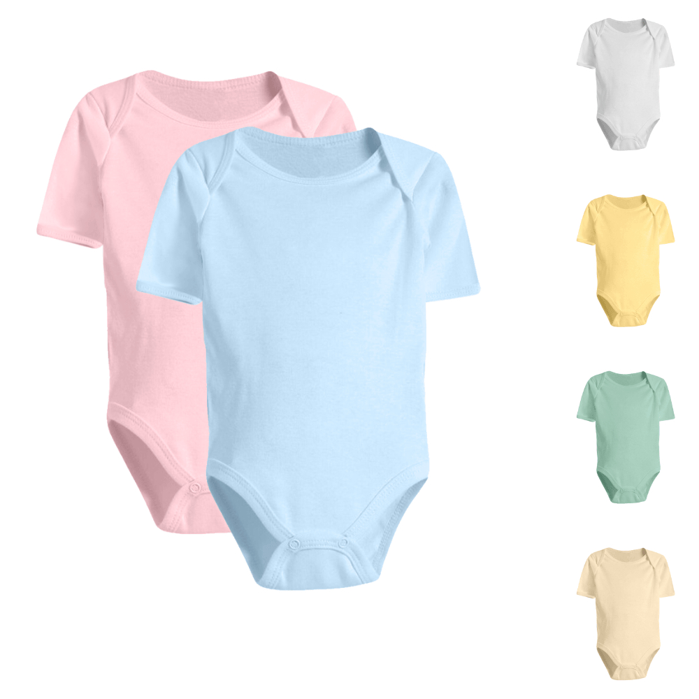 Body Bebê Manga Curta Várias Cores Lisas 100% Algodão Enxoval em Oferta na Shopee