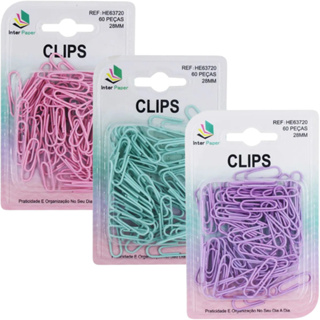 Clips 28mm 60 unidades Coloridos Tom Pastél em Oferta na Shopee