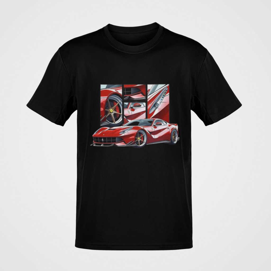 Camiseta Masculina Ferrari Vermelha Carro Estampado Algodão