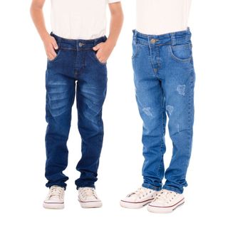 Kit 2 Calça Jeans infantil menino bebê com regulador 1 ao 8