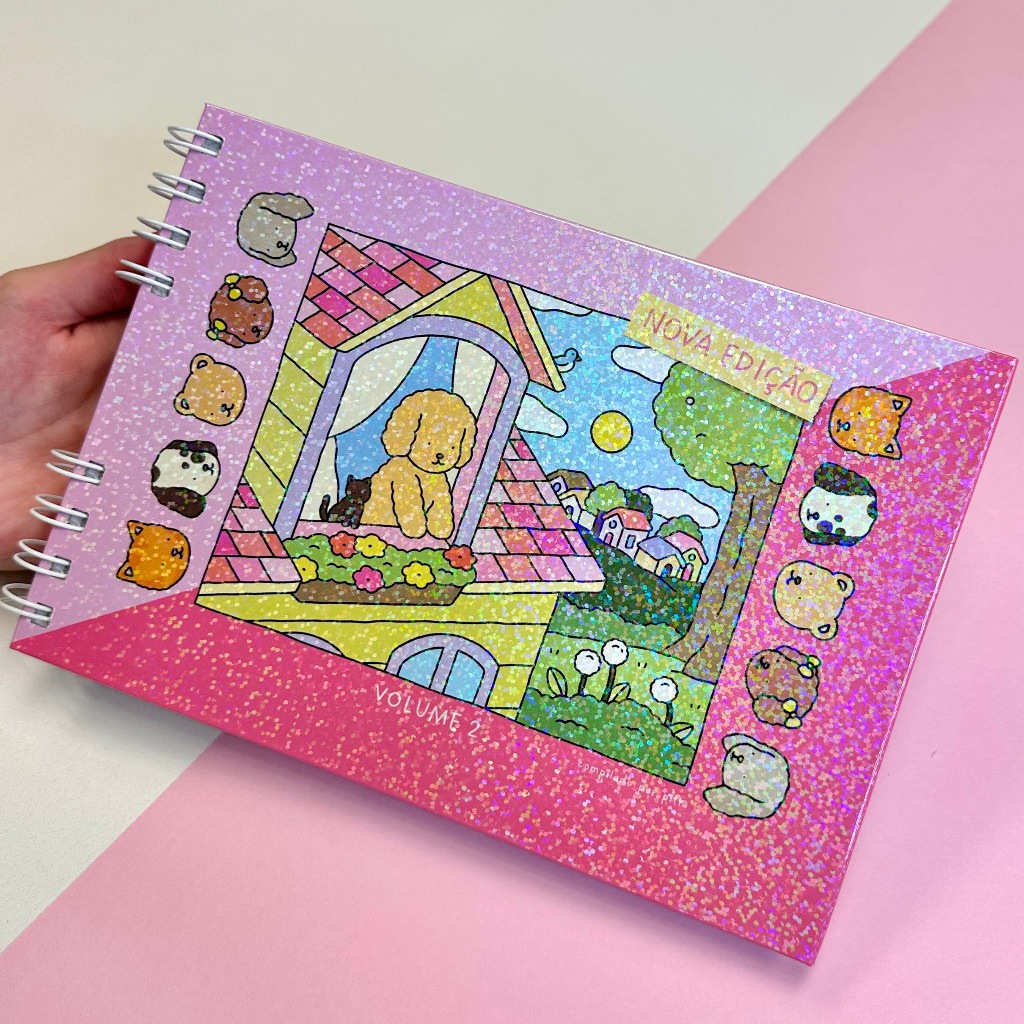 Livro de Colorir volume 1- Capa Dura Holográfica Com Teste de Cores