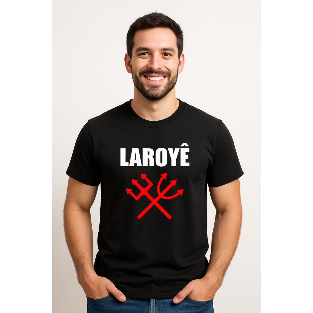 Camiseta unissex masculina Larouyê saudação Exu Pomba-Gira Umbanda Proteção
