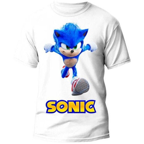 Camiseta Infantil Sonic Linha Premium 100% Algodão Desenho Sonic