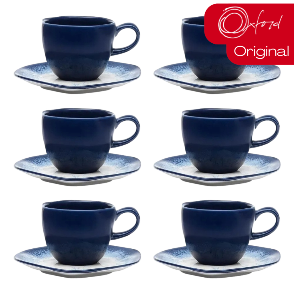 Jogo 6 Xícaras de Chá Café 220ml Porcelana Com Pires Ryo Galapagos Oxford em Oferta na Shopee