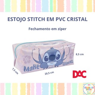 Estojo Stitch Grande Com Zíper PVC Cristal DAC Disney Bolsinha de Lápis Material Escolar do Stitch