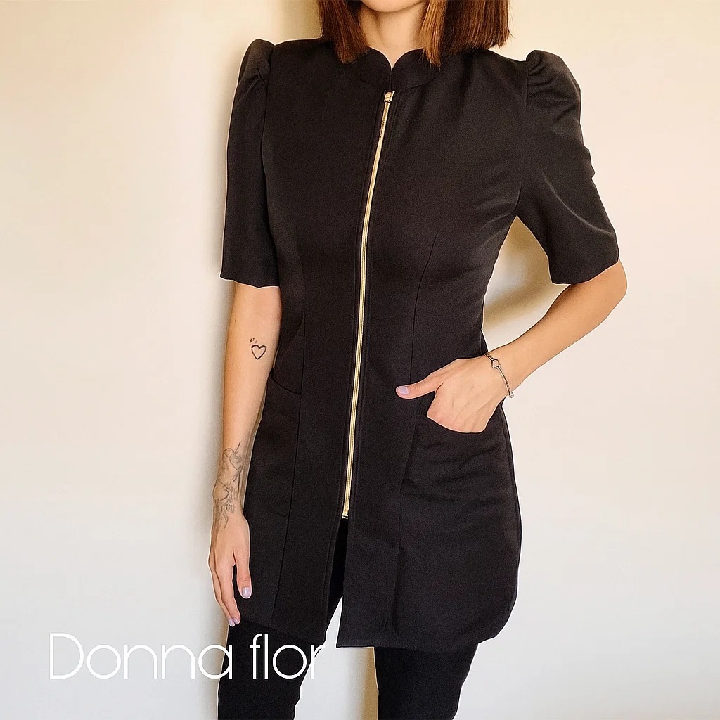 Jaleco Feminino Susi com elastano manga curta donna flor