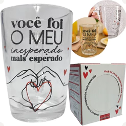 Caneca de Vidro Transparente Você Foi O Meu Inesperado Mais Esperado 320ml Haüskraft 8x11cm CANC246