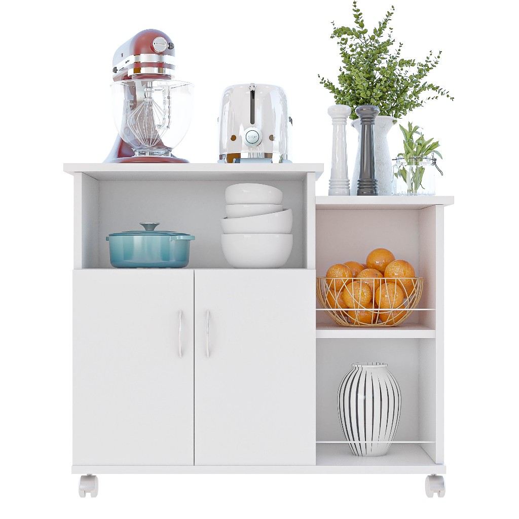 Balcão Cozinha Fruteira com Suporte Microondas  2 Portas Multiuso Organizador - Home & Living