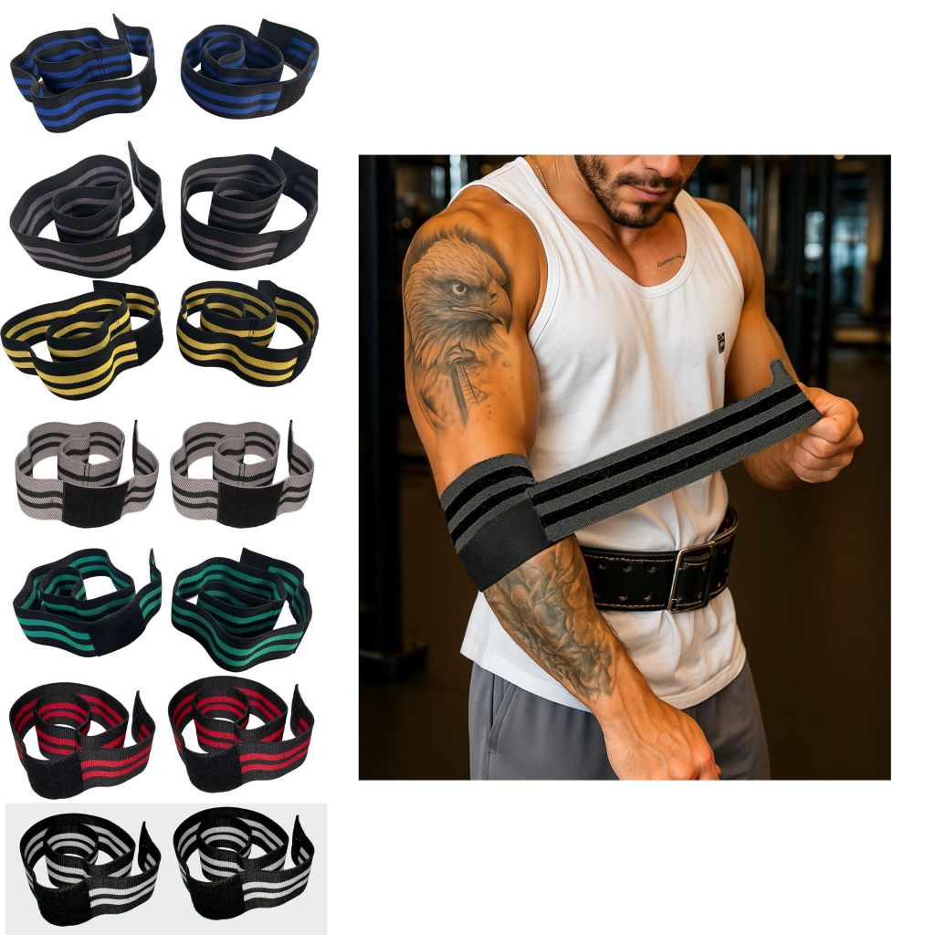 Faixa Cotovelo Elástica 1,00 M Musculação Powerlift Faixa Elástica Cotovelo De Compressão Par Varias Cores