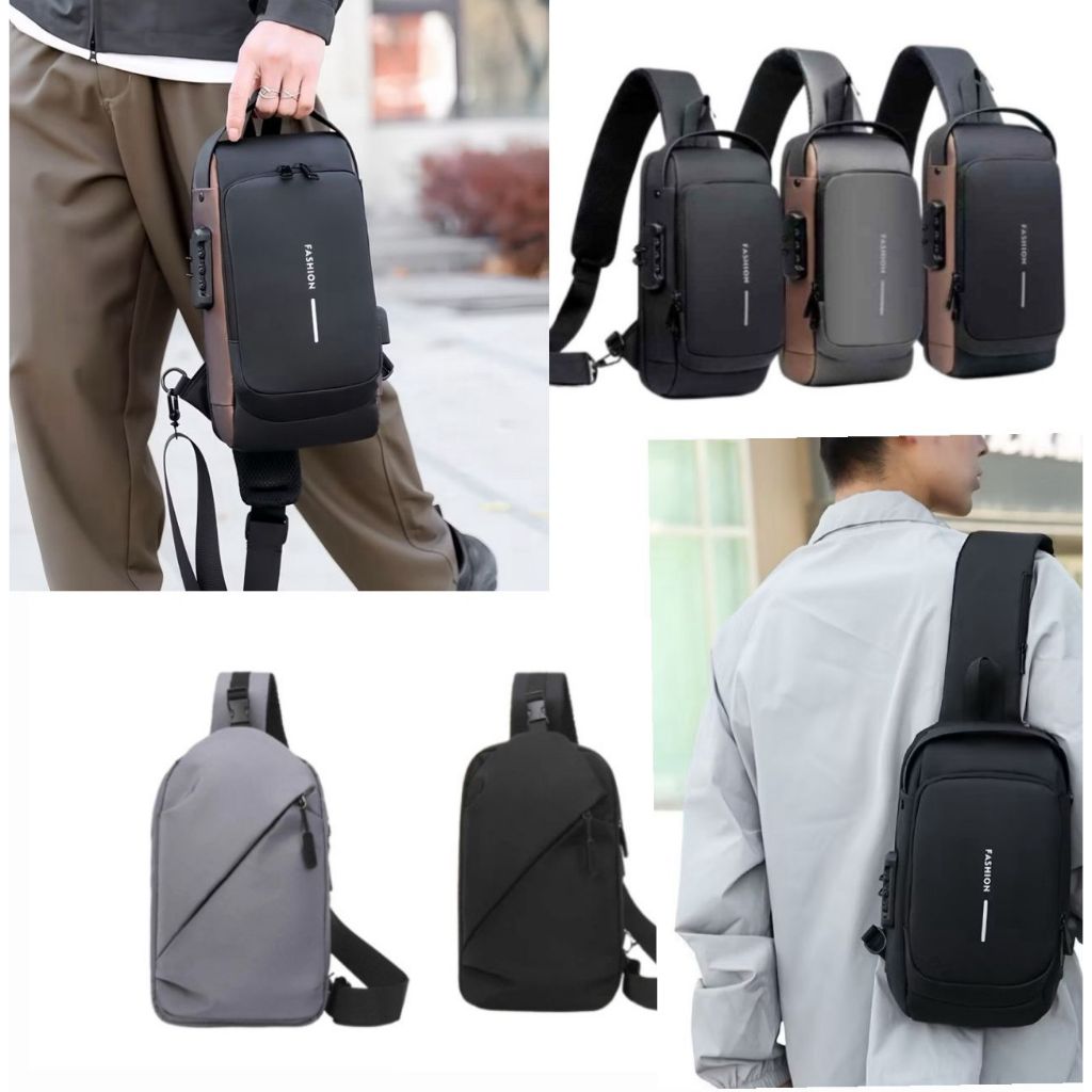Bolsa Mochila Masculina De Ombro Anti-roubo Transversal Usb Impermeável