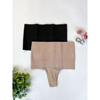 Kit 2 Calcinha Cinta Modeladora Fio Dental Segura Barriga Elastico Reforçado Segura Tudo | Cós Alto em Oferta na Shopee