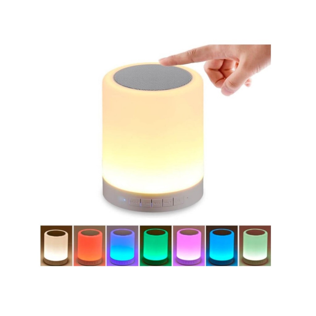 Imagem Caixa De Som Bluetooth Abajur Led Touch Luminária Multicolor 3528