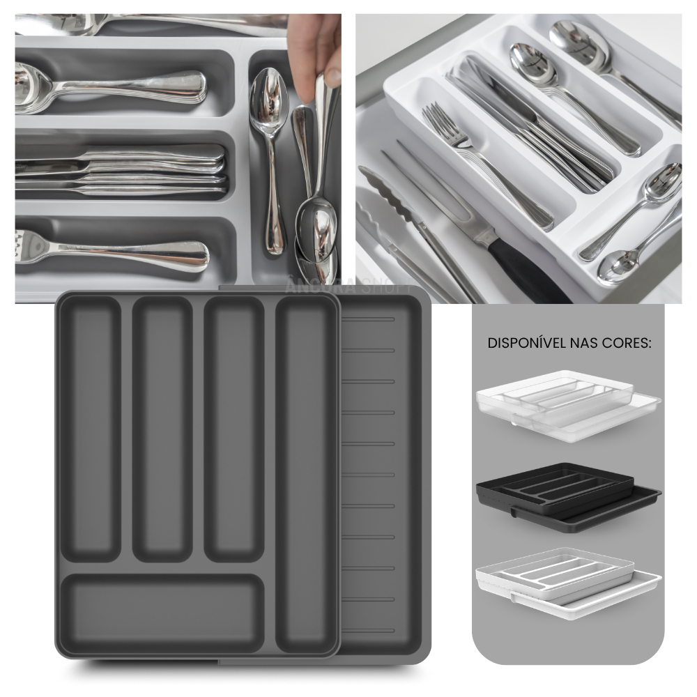 Organizador de Gaveta Porta Talheres Separador de Gaveta Cozinha Ou Logic com Extensor 36cm x 28cm - Home & Living