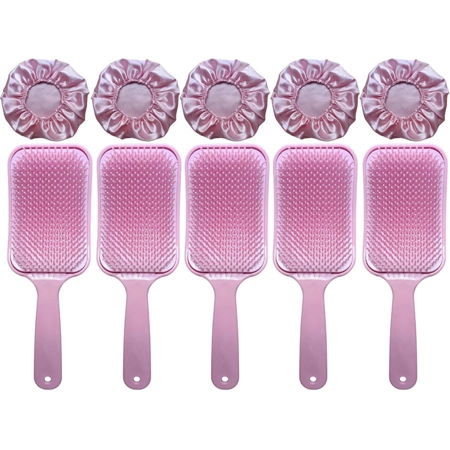 Kit 10 Peças 5 Escovas Raquetão e 5 Toucas de Cetim Sem Quebrar Os Fios Salão Beleza CABELO Pentes em Oferta na Shopee