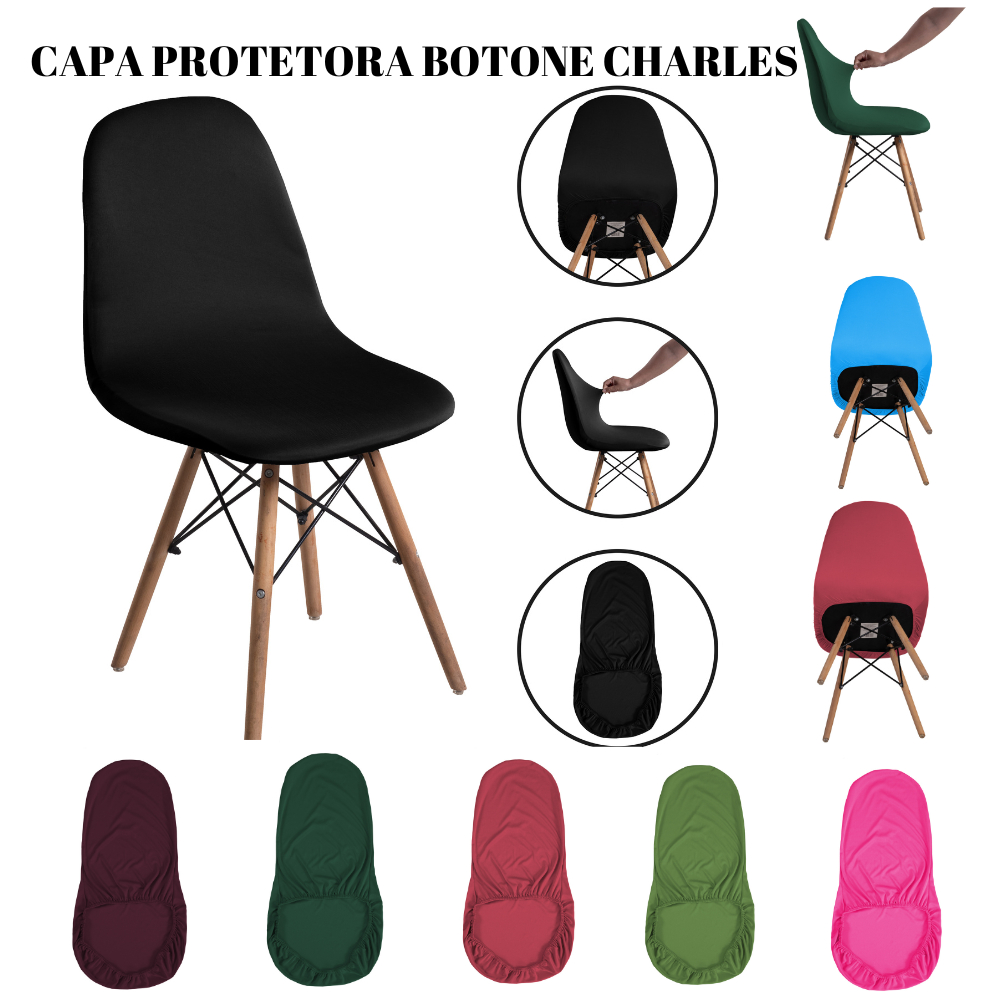 Kit com 4 Capas de Cadeira – Charles Eiffel Eames Botonê Luxo Ajustável