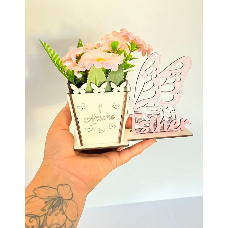 kit 10  cachepô jardim de borboletas personalizado jardim encantado, porta lápis lembrancinhas