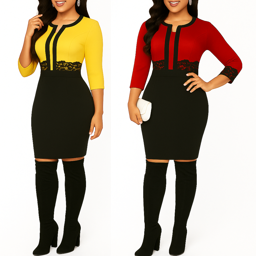 Vestido de Renda Moda Evangélica Social Secretária Executiva Tubinho Plus Size Preto Moda Evangélica Jovem Premium
