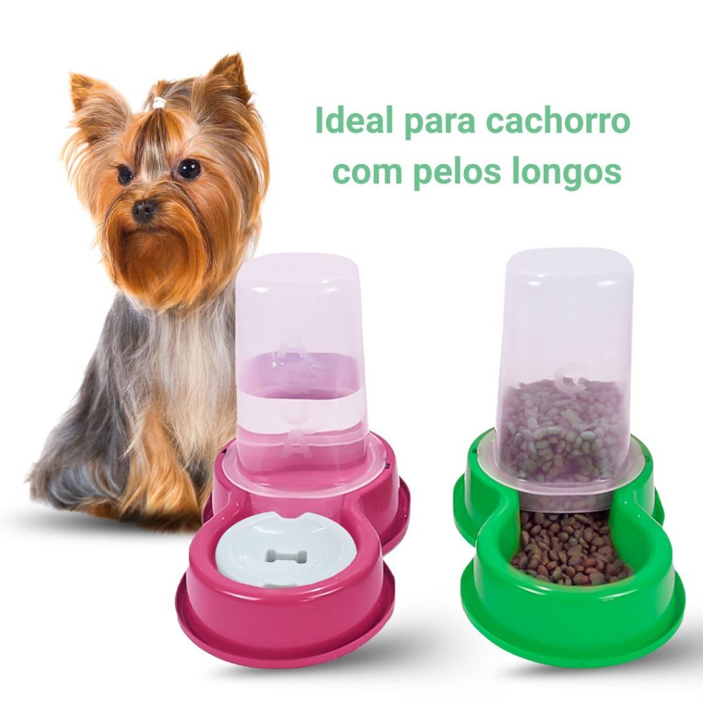 KIT 1 Bebedouro flex com boia + 1 Comedouro 1,5 litros flex para cães de PELO LONGO SHIH TZU POODLE