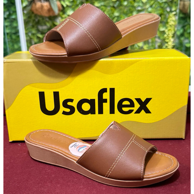 tamanco feminino usafléx salto anabela tipo ortopédico 3303