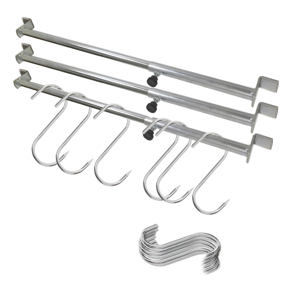 Suporte Tendal Freezer 3pçs E 12 Ganchos S1c Estanhado