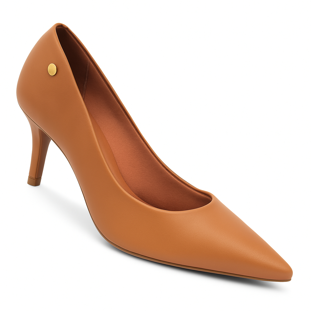Scarpin Vizzano Feminino Salto Baixo Fino Macio Original Caramelo - Women Shoes