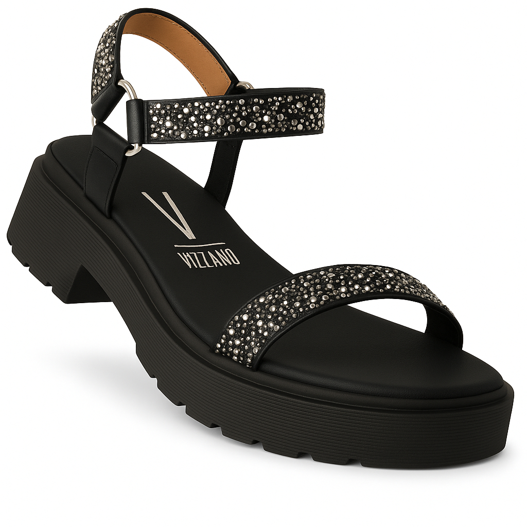 Sandália Vizzano Plataforma Feminina Strass 6499-103 - Women Shoes